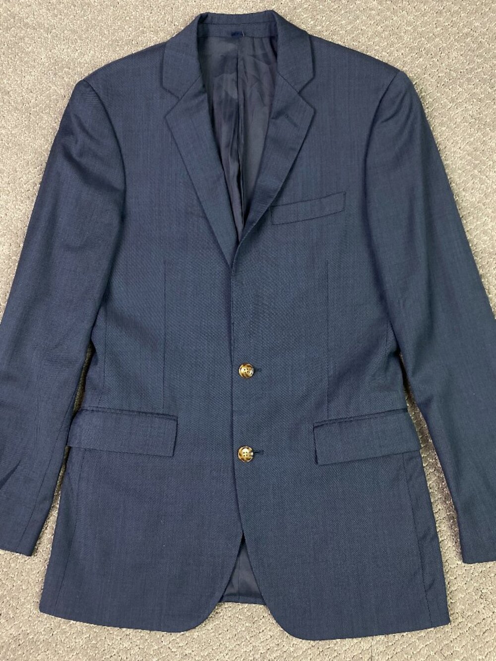 J. CREW Thompson Blazer Sport Coat Mens 36R Fits 36S Blue Wool Double Vent